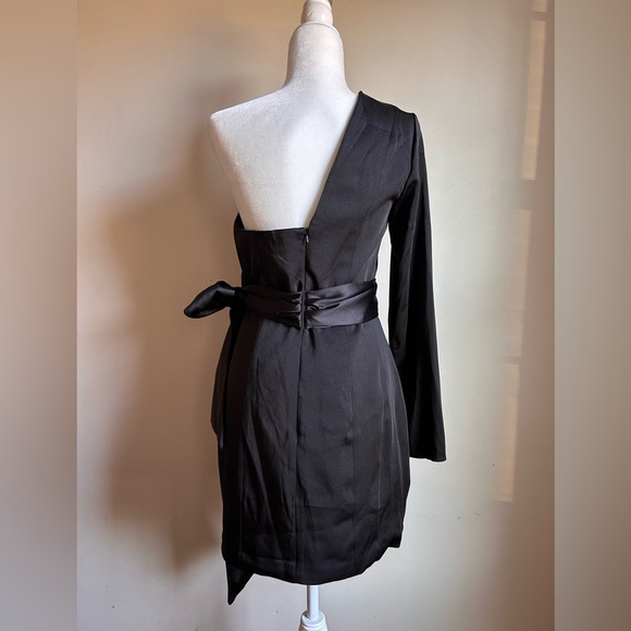 Mac Duggal One Shoulder Tie Waist Tuxedo Dress - Black - 4 - Picture 7 of 15